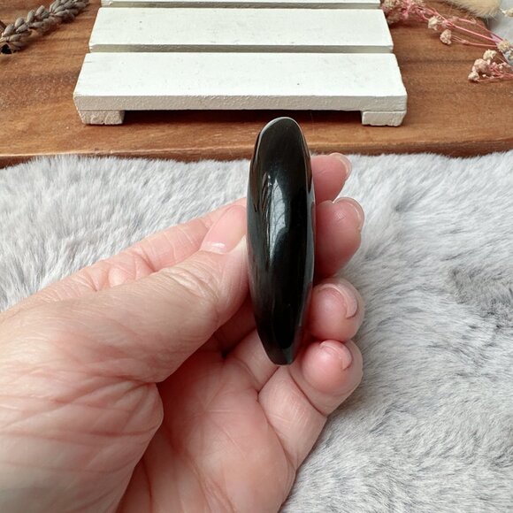 Small Silver Sheen Obsidian Flat Palm Stone - Picture 2 of 6